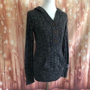 Roxy Gray Heathered Hooded Tunic Sweater